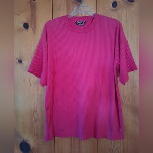 Vintage Carlton Fashions Ribbed Knit Short Sleeve Top